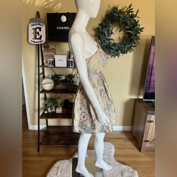 NWT Topshop Women’s Pastel & Gold Toned One Shoulder Dress SZ 6🌸✨ - Picture 11 of 16